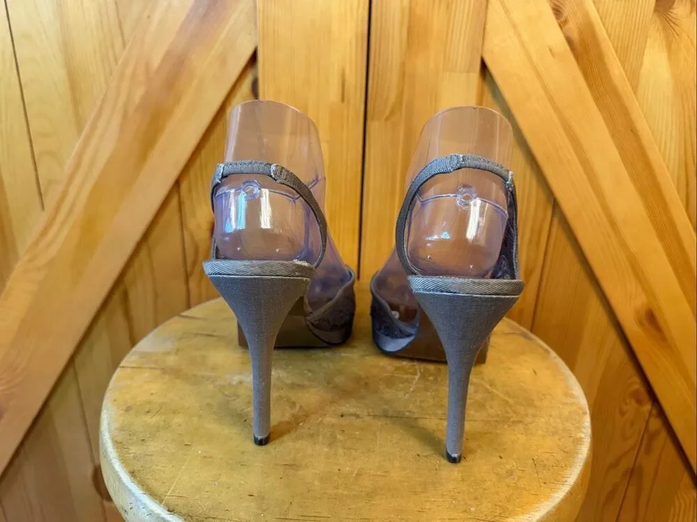 Adrianna Papell Georgi LC Khaki 1890 Mesh Lace Heels Size 9M